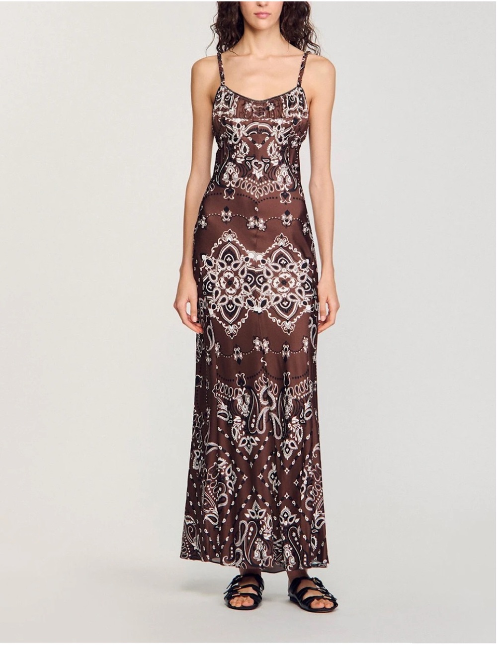 Sandro Brown Bandana Maxi Dress